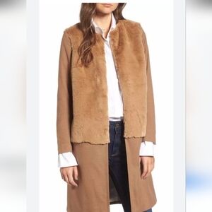 TREASURE & BOND × SOMETHING NAVY coveted Tan Faux Fur Women's Coat. Small
